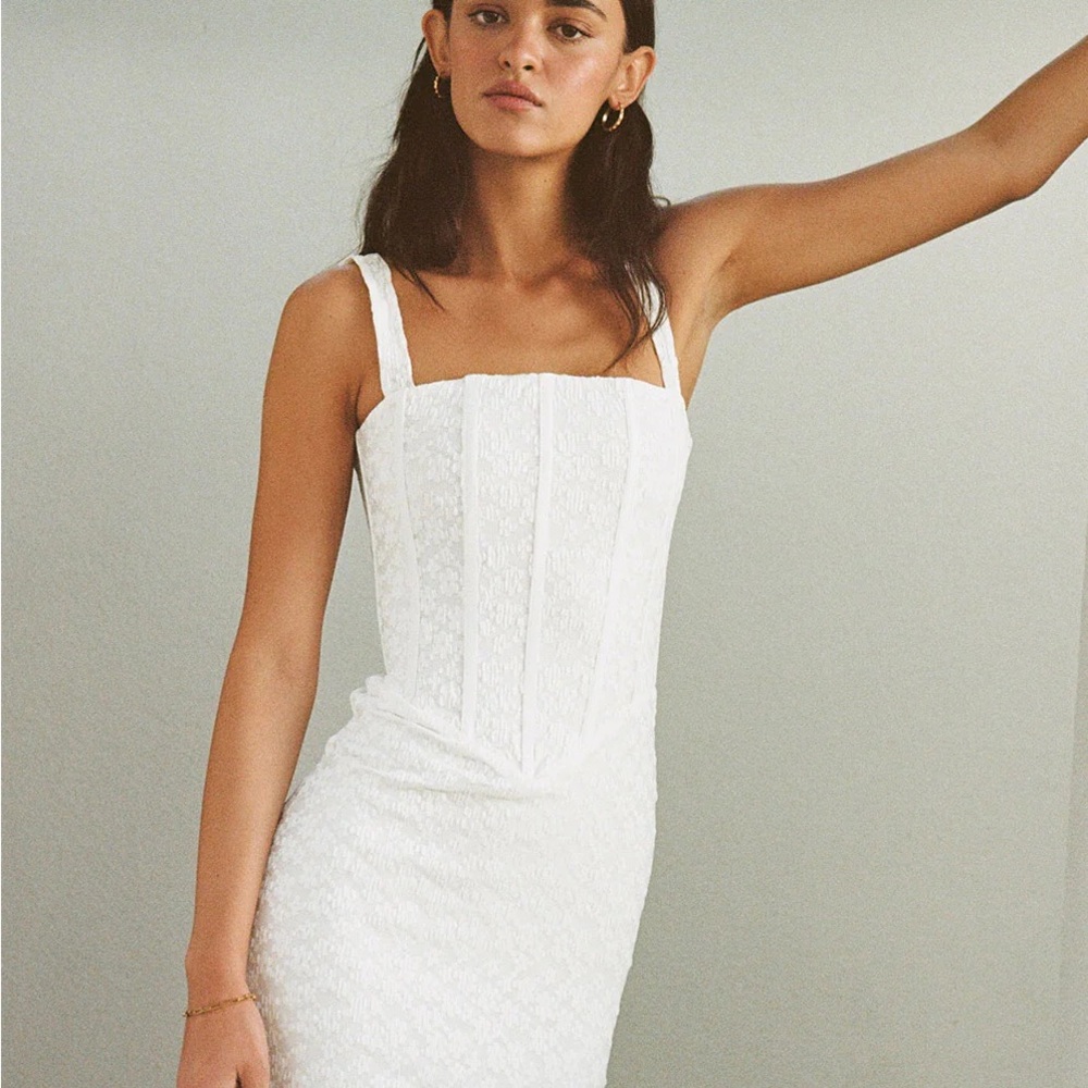 Sabo Tristiana White Midi Dress